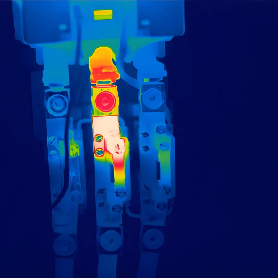 Termogramma di un interruttore magnetotermico sotto carico