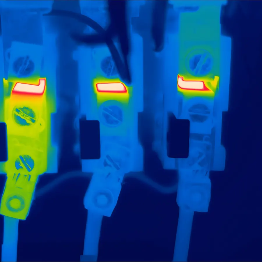 Termogramma di sezionatori di linea in cabina elettrica