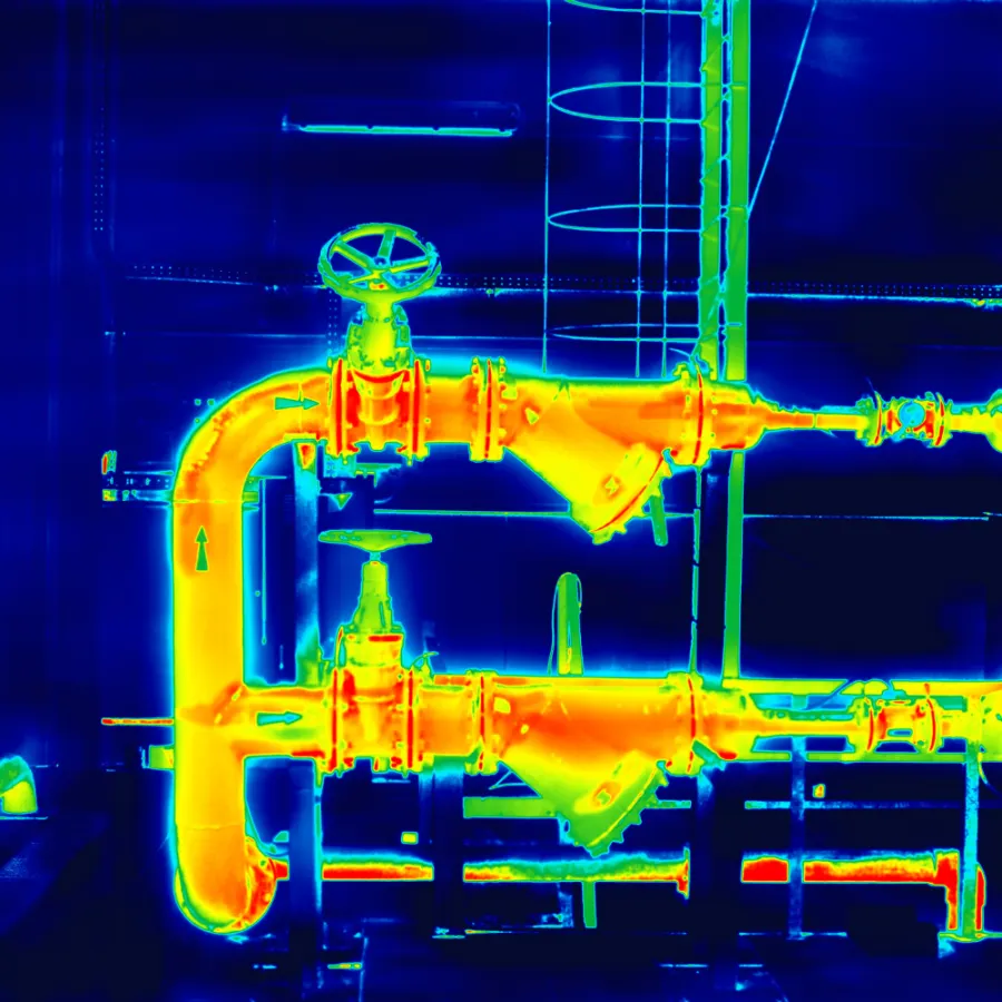 Termogramma di una valvola su linea vapore